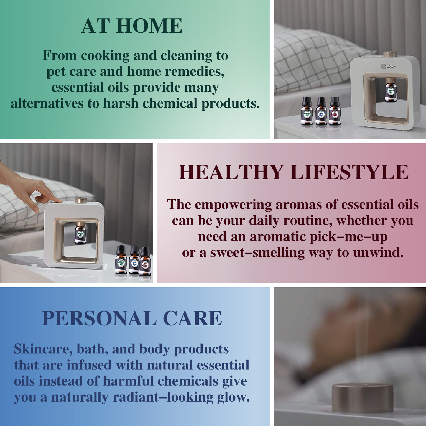 LOXIM Pride Aromatherapy Diffuser & Snow Tales Essential Oil Set Blend