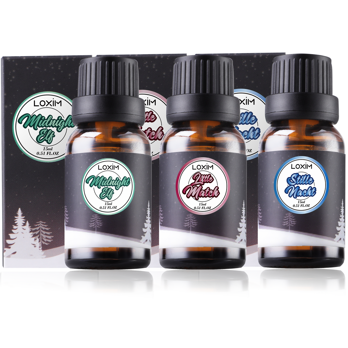 LOXIM Snow Tales Essential Oil Set of 3 (100% Pure & Natural) Therapeutic Grade Fragrance Oils for Aromatherapy Diffuser, Holiday Essential Oils, Home Fragrance Products