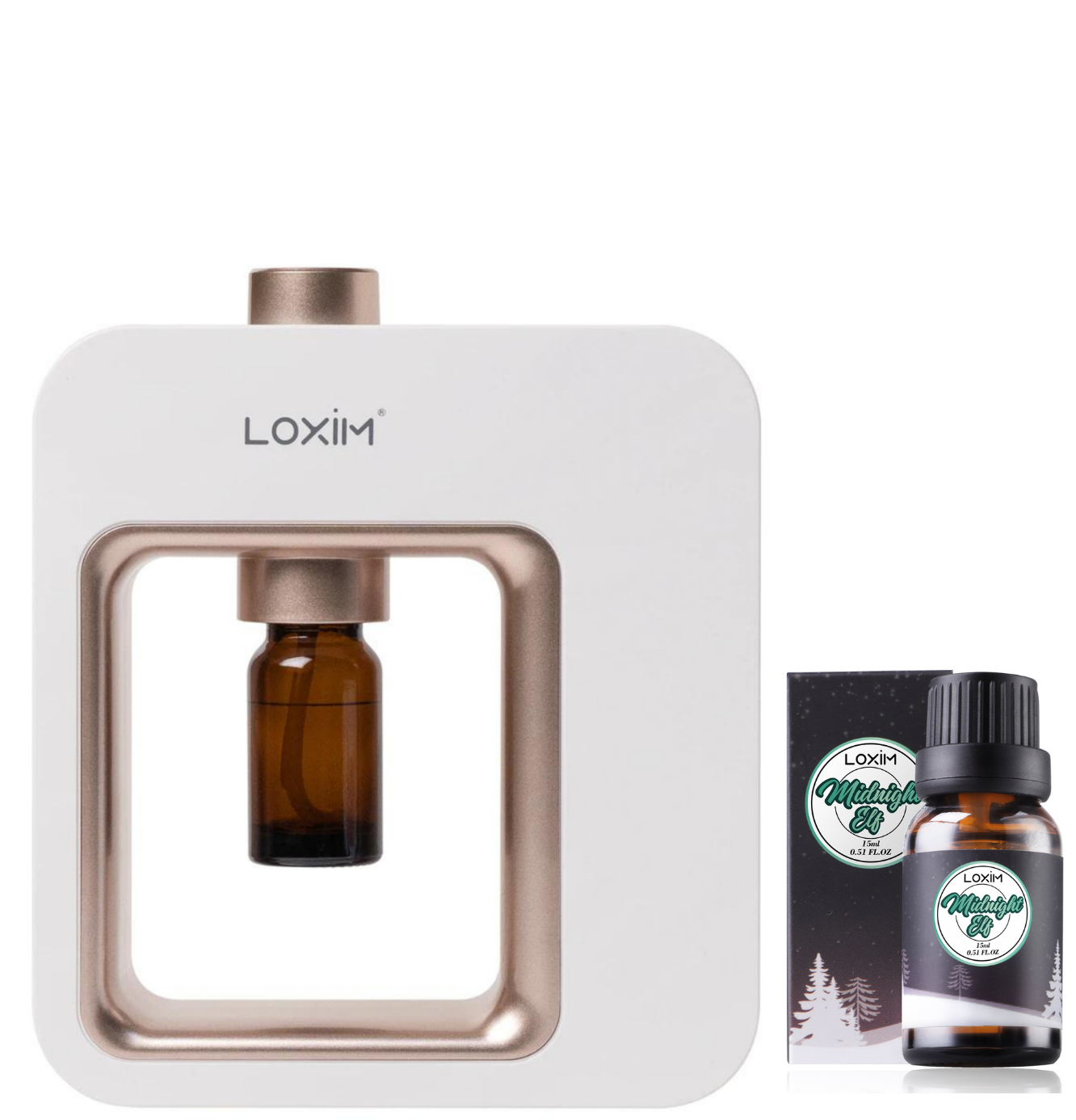 LOXIM Pride Aroma Diffuser White & Midnight Elf Essential Oil Set Blend 15ml
